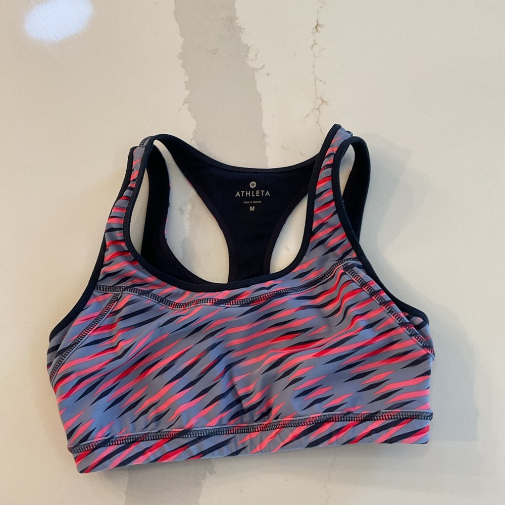 Athleta Dynamic Pink, Lt purple and navy Sports Bra